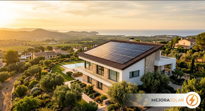 Kit solar de autoconsumo instalado en tejado de casa en España 2026 MejoraSolar