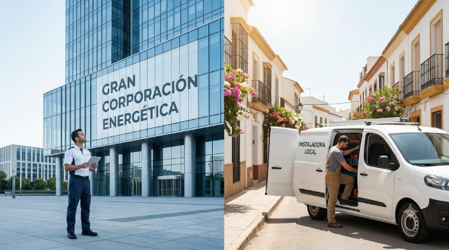 Comparativa de proveedores de instalación de paneles solares: gran empresa corporativa versus instalador local de confianza