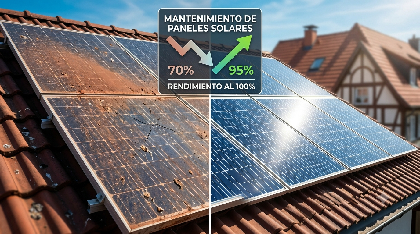 mantenimiento de paneles solares antes y despues limpieza profesional calima