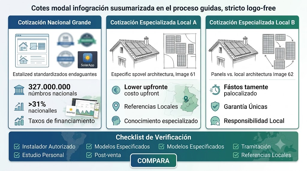 Infografía proceso selección y checklist instalador solar España