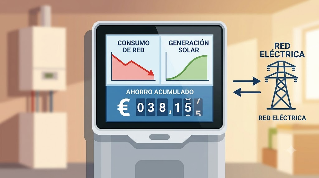 Interfaz ahorro eléctrico compensación excedentes autoconsumo solar smart meter