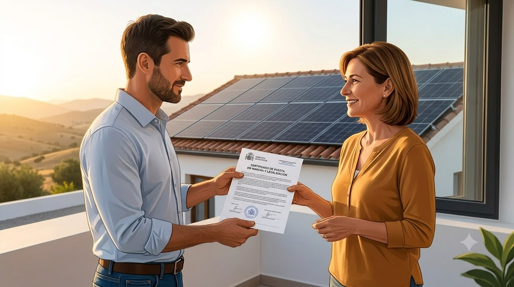 Entrega de documentos de amortización y legalización completada de instalación solar de 5 kW a cliente satisfecha.