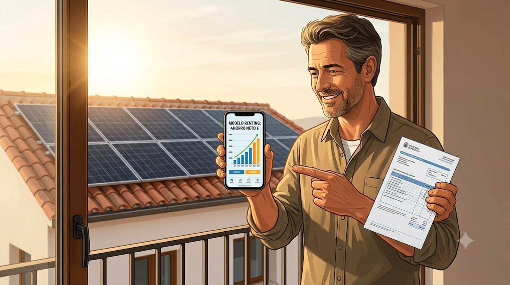 Ahorro en factura luz gracias a renting solar residencial sin inversión inicial modelo PPA.