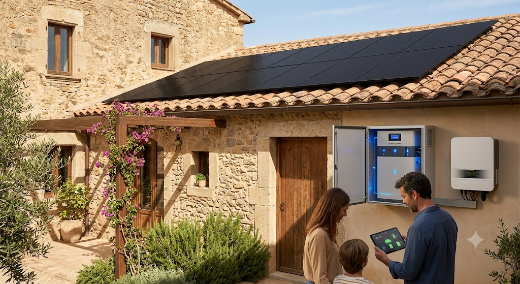 instalación placas solares masía girona con batería litio LFP autoconsumo avanzado