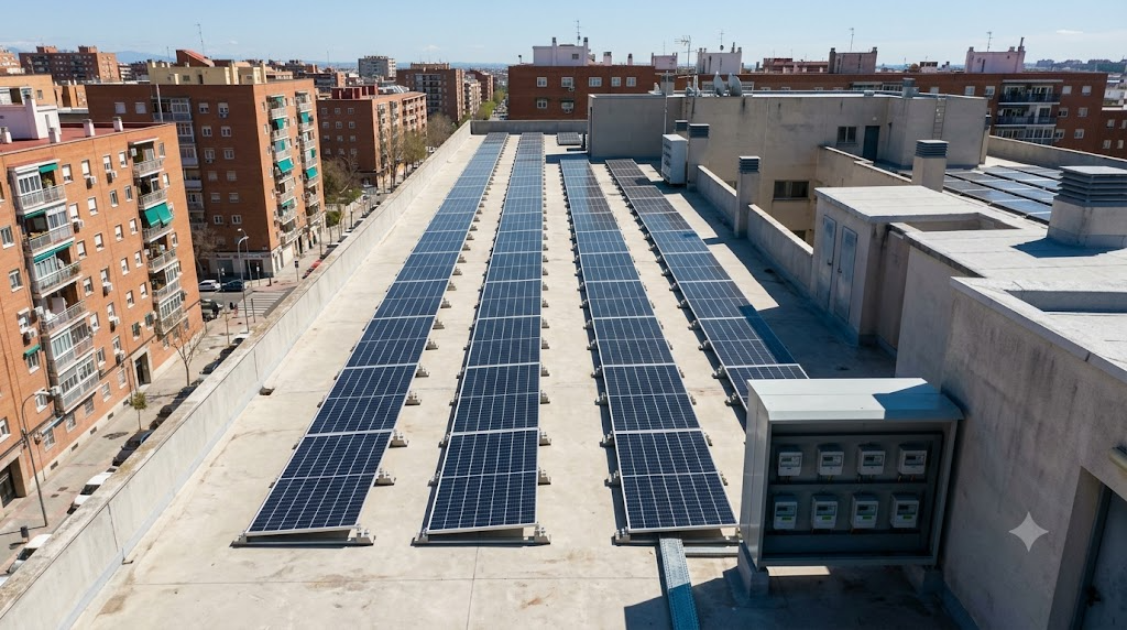 autoconsumo colectivo azotea edificio pisos comunidad vecinos paneles compartidos