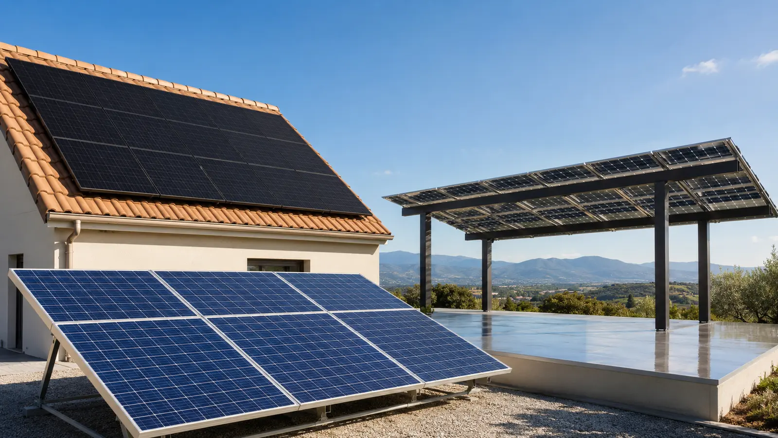 Tipos de paneles solares: monocristalinos, policristalinos y bifaciales en una instalación fotovoltaica.